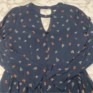 Le Lis Floral Long Sleeve Navy Dress